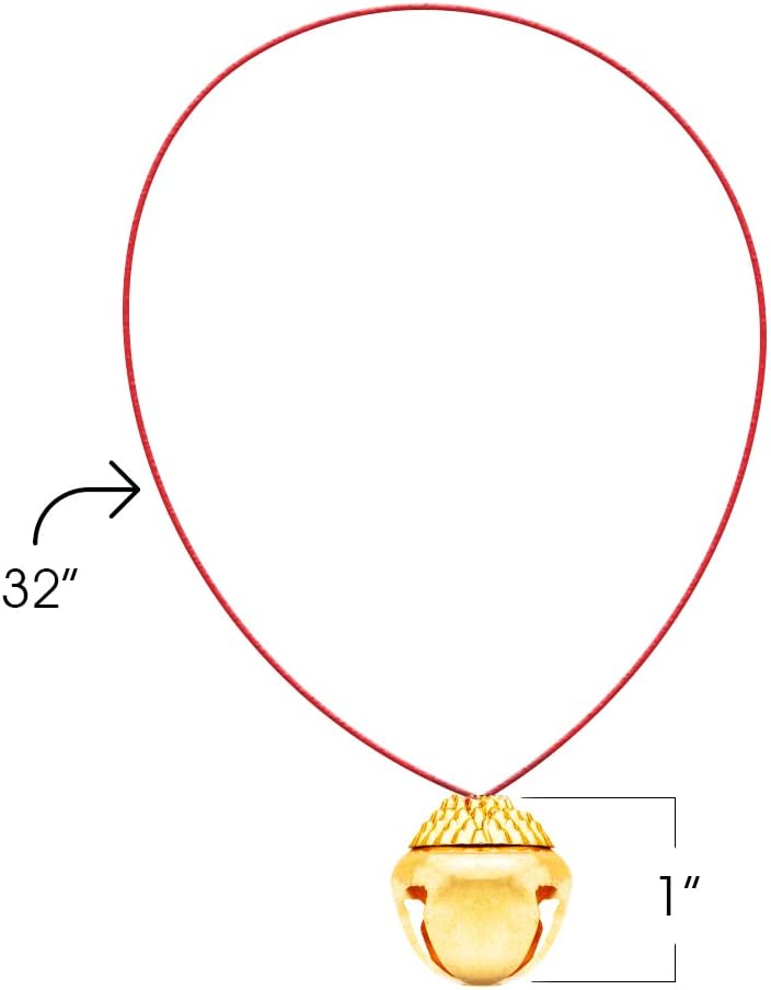 Miniatura 3 de ArtCreativity Collares de cascabel de Navidad, juego de 12, campanas doradas en cuerda roja, rellenos de calcetines de Navidad para niños y adultos,