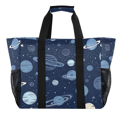Blue Planet Waterproof Tote Bag,Multi-Purpose Kitchen Reusable Grocery Bags, Travel, Beach & Laundry Organizer 15.4 X 9.8 X 12.8 inch
