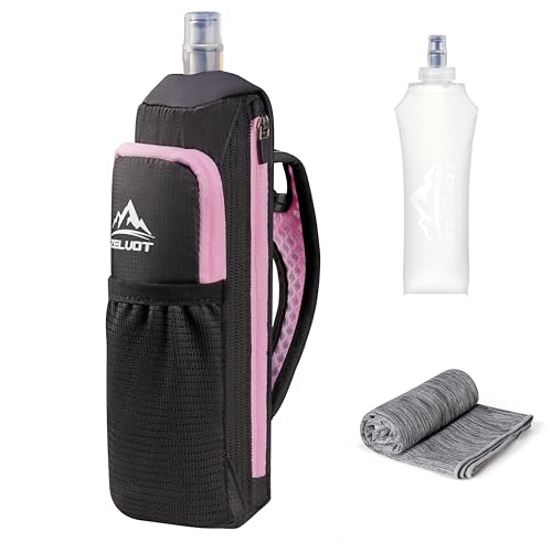 Zelvot Handheld Water Bottle Running, 17 oz Running Water Bottle Hand with Sport Towel and Phone...