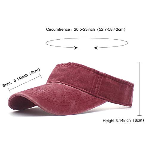 HH HOFNEN Sports Sun Visor Hats Cotton Twill Ball Adjustable Sun Caps for Men Women, #1 Burgundy, 18 Years