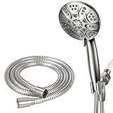 HOPOPRO 6 Functions Handheld Shower Head Set, High Flow Bathroom Shower Head With Handheld Replacement Tool-free 1-Min Installation with 59 Inch Hose Holder Teflon Tape