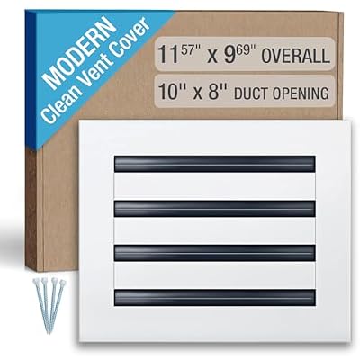 FA-STAR Clean Modern AC Vent Cover 10 x 8 (Duct Opening Cutout) - Decorative White Air Vent - Standard Linear Slot Diffuser - Register Grille for Ceiling, Walls & Floors - All Aluminium