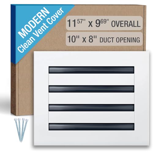 FA-STAR Clean Modern AC Vent Cover 10 x 8 (Duct Opening Cutout) - Decorative White Air Vent - Standard Linear Slot Diffuser - Register Grille for Ceiling Walls & Floors - All Aluminium
