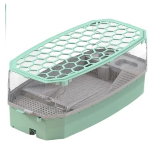 Youlines 給水器、水循環および濾過システム、排水穴、ステップ、給餌トレイ、滑り止め休憩プラットフォーム、脱出防止装置を備えた大型カメタンク。爬虫類や両生類に最適。水ポンプ付き。 (35.5*18*18cm,B)