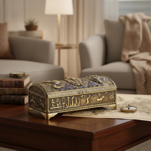 NileCart Ancient Egyptian Style Decorative Metal Jewelry Box Made in Egypt (Antique Copper) - image 2