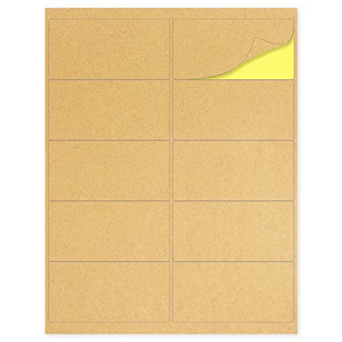Kraft Labels Stickers, Laser/Inkjet Printer Lables, Write or Print, Letter Size (2" x 4" Pack of 300)