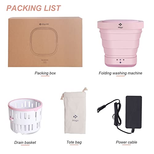 Portable Washing Machine Mini Washer With Drain Basket, Foldable Small Washer For Underwear, Socks, Baby Clothes, Towels, Delicate Items (Pink) #TOP4