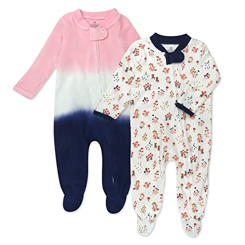 Image of HonestBaby Baby 2-Pack Sleep and Play Footed Pajamas One-piece Sleeper Jumpsuit Zip-front Pjs Organic Cotton