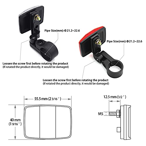 Mfc Pro Kids Bike Front&Rear Reflectors Kit For Handlebar And Seatpost (Red+White) (Kit 1, W:φ21.2~22.6/R:φ21.2~22.6) #TOP1