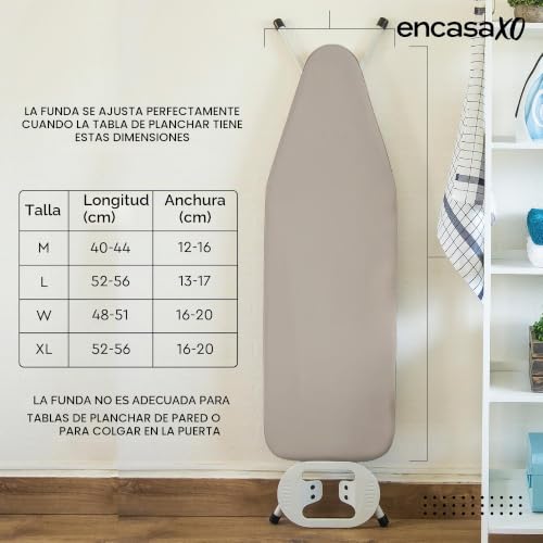 Miniatura 7 de Encasa Xo Funda Para Tabla De Planchar De Con Almohadilla De Fieltro Gruesa De 4 Mm - Beige - Algodón, Elástico, Se Ajusta A Las Tablas Estándar De Large De 125x39 Cm