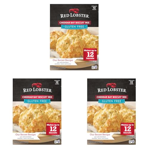Red Lobster Gluten Free Cheddar Bay Biscuit Mix With Garlic Herb Seasoning, Cheddar Gluten Free Biscuit Mix, 11.36 Oz Box (Pack of 3)