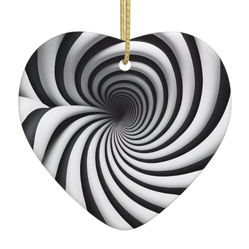 Ninainaid spiral optical illusion gif printingCeramic Ornament Christmas Ornaments Holidays Creative Heart Porcelain Ornament Christmas Tree Home Decoration