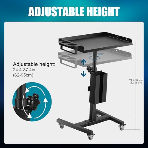 POARMEEY Tattoo Tray Rollable Cart Salon Table with Wheels and Multiple Storage for Tattoo Studio and Medical