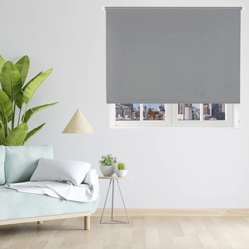 Miniatura 3 de Mercury Textil- Estor Enrollable Opaco, Blackout, Fácil De Instalar, Protección De Pantalla Para Ventanas, Cierra El Paso De La Luz Gris, 150x180cm