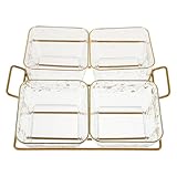 Organisation efficace : le plat de service compartimenté permet de séparer soigneusement les amuse-gueules, les chips et les sauces, pour des plateaux de réception visuellement attrayants et propres. bols amovibles pour les apéritifs et plateau de fruits séparés