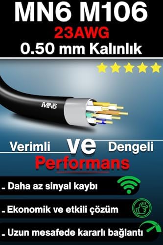 MN6 M106 internet kablosu 60 metre/Cat6 İki Kat Korumalı-UTP 0,50mm/60 Metre internet bağlantı kablosu/iç Dış Mekan/ISO 9001 Ve 2012 Certified High Pro Cable (Ölçü, Metre, 60) - Görsel 2