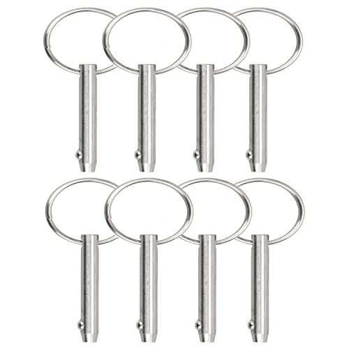 8 Pcs Quick Release Pins Bimini Top Pins, Diameter 1/4"(6.3Mm), Overall Length 3"(76Mm), Usable Length 2.4"（61Mm), Marine 316 Stainless Steel #TOP14