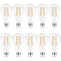GvvooHome LED Edison Bulbs Dimmable, E26 Bulb 60 watt, Soft White 2700K, ST58 Vintage Light Bulbs, 90+ CRI, 6W 600LM, E26 Medium Base, Clear Glass, 10 Pack