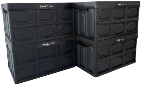 4-pack Insta.Crate Collapsible 12-gallon Storage Bin for Easy Storage (Black)