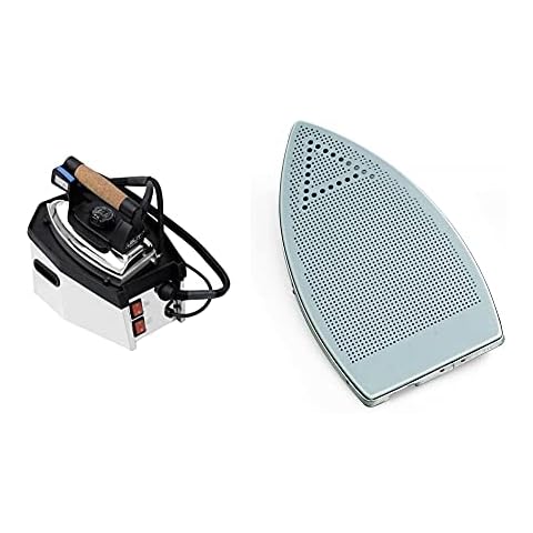 Lelit PS11N Dampfbügelstation, Stainless Steel, 1.2 liters, Schwarz/Silberfarben & PA205/1N-Teflonsohle, Aluminum Cover