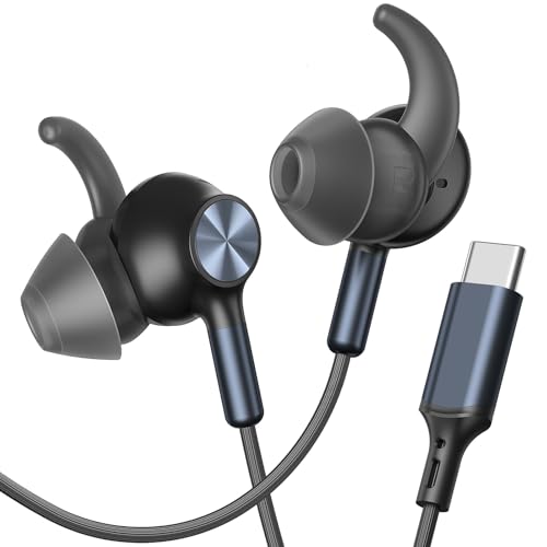 Écouteurs filaires USB C avec micro intégré pour appels clairs sur Samsung S24 et iPhone 15