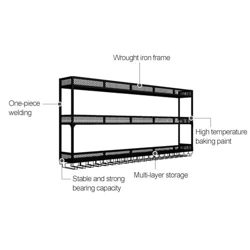 Casier à vin multifonctionnel avec support à verre et étagère murale LED - 4