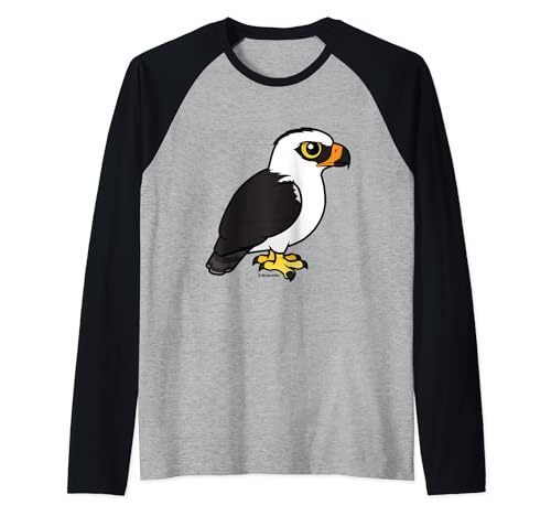 Cute Bird of Prey Black-and-white Hawk-Eagle Birdorable Raglan Baseball Tee