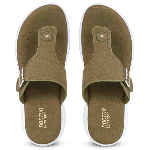 Image of DOCTOR EXTRA SOFT Women's Ultra Lightweight Slippers /Flip-Flops with Memory Foam Cushion | Stylish & Comfortable | Casual & Fashion| Diabetic & Orthopedic Synthetic Slip-on Sandals Ladies /Girls D-621