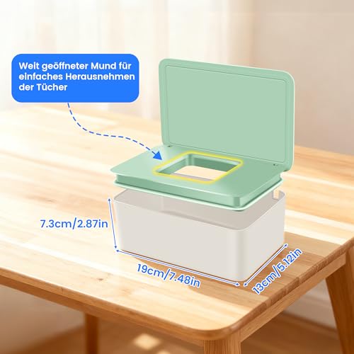 Feuchttücher Box mit Deckel, Feuchttücher Box Baby Feuchttücher Spender, Wasserdichte und Versiegelte Aufbewahrungsbox Feuchttuchspender für Badezimmer, Küche, Grün