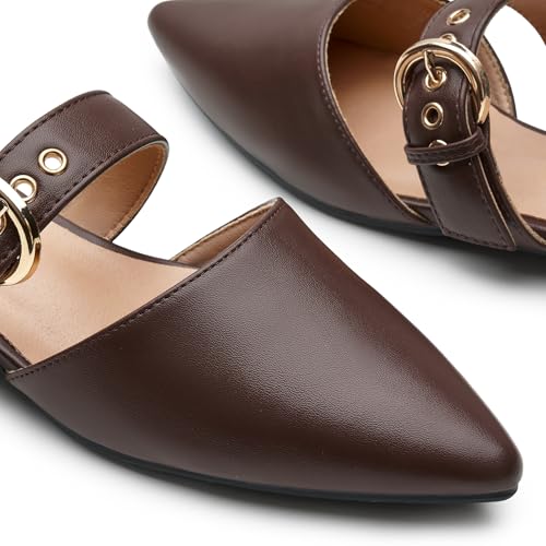 Image of Rekayla Mules for Women Adjustable Strap Pointed Toe Backless Loafer Shoes
