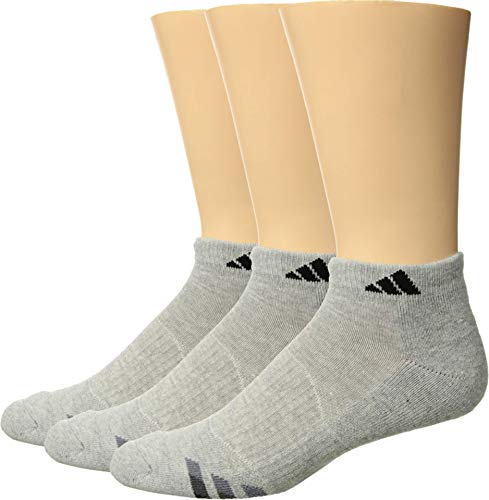adidas Men's Cushioned Low Cut Socks (3-Pair), Heathered Lt Onix/Black/Granite/Tech Grey, Large, (Shoe Size 6-12)