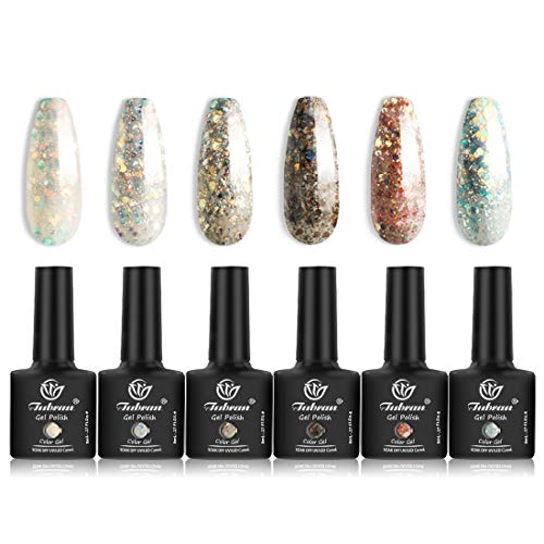 Tubran Smoke Bloom Gel Nail Polish Set-6 Green Blue Gel Polish Set Colorful Soak Off UV LED Nail Gel Required，8.0ml Gift Box (Smoke Color Halo Series)
