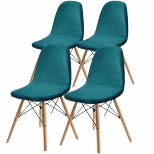 Domidekor Lot de 4 housses de chaise turquoise - Housses de chaise scandinaves - Housses de chaise extensibles jacquard à chevrons - Universelles pour salle à manger, hôtel, banquet, restaurant