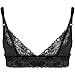 iiniim Men's Sissy Lace Trim Bra and Panty Set Satin Lingerie Nightwear Cami Top with G-String Black Medium