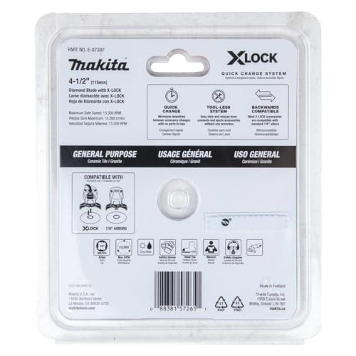 Makita Xlock 4 1/2 Inch Continuous Rim Diamond Blade for Ceramic and Granite