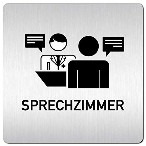 Türschilder24 XXL Schild - Türschild (B) • 125 x 125 mm • Sprechzimmer 002 Arzt • 1,5 mm Aluminium Vollmaterial • 100% Made in Germany