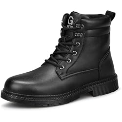Botas Guyisa GUYISA Botas de trabajo de seguridad para hombre, zapatos de trabajo con puntera de acero, ligeros, resistentes al agua, transpirables, botas protectoras, Black, 45 EU