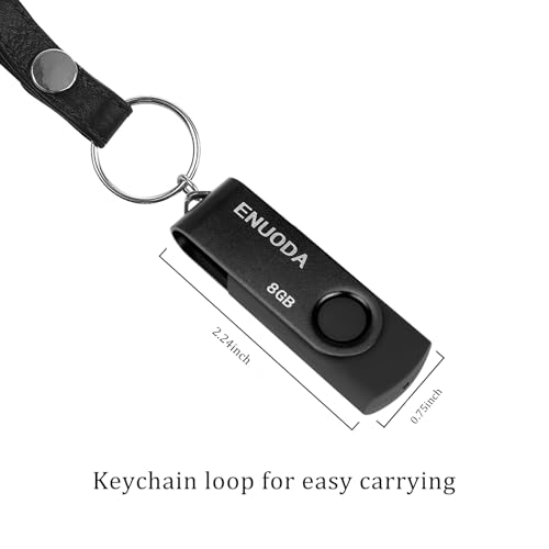 Image of 8GB Flash Drive ENUODA 1 Pack Thumb Drive 8GB USB 2.0 Memory Stick Jump Drive Pen Drive for File Storage and Data Transfer (Black)