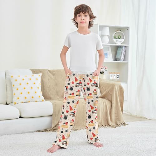 Pajama Bottoms, Cakes and Cherry Pattern Slee Pants Lounge Wear Pajamas Long Pant Sleepwear Pjs 6