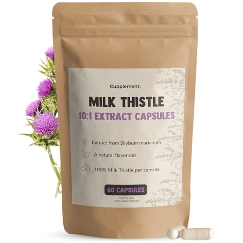 Cupplement Milk Thistle 60 Capsules 10:1 Extrait - Chardon Marie - Sans thé, ni sachet de thé, ni teinture - Graines de Chardon Marie - Nettoyage du foie - Chardon Marie - Superfood - Supplément
