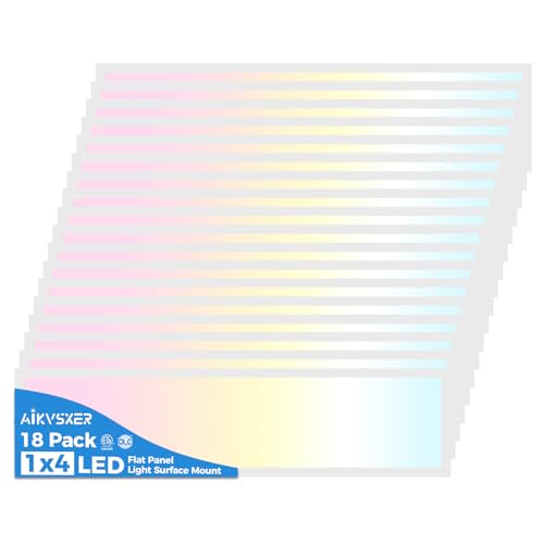 Image of AIKVSXER 18 Pack 1x4 LED Flat Panel Light Surface Mount White, 5500LM 50W