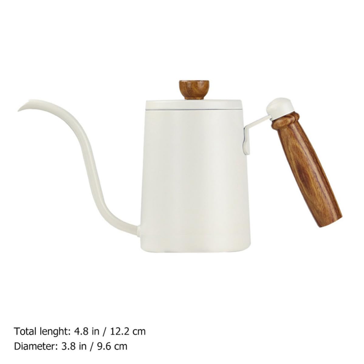 Ciieeo Bollitore in Legno Massello per Acciaio Inossidabile da 600ml per Caffè e Beccuccio lungo Stretto Manico Ergonomico Casa e Ufficio