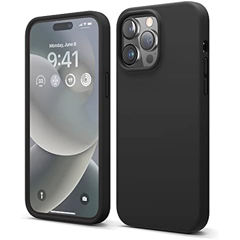 elago Liquid Silicone Case Compatible with iPhone 14 Pro Max Case (6.7"), Premium Silicone, Full Body Protection - 4 Layer Shockproof Phone Cover, Anti-Scratch Soft Microfiber Lining (Black) Cover