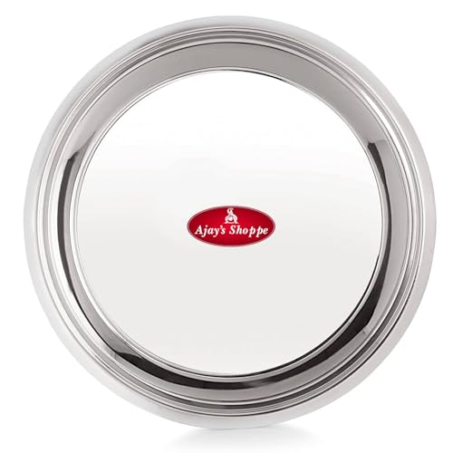 Image of Ajay's Shoppe Stainless Steel Atta Kneading Paraat 2.4 L | 32.5 CM Heavy Gauge Parat for Dough Kneading & Mixing | Mirror Finish