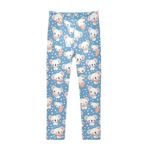 Seamless Cartoon Koala Bear Kids Girl's Athletic Leggings Stretch Full Length Athleisure Pants Gym