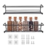 【Gewürzaufbewahrungshelfer】 Unser Gewürzregal ist für eine Vielzahl von Gewürzgläser geeignet, darunter runde, eckige, Glas-, Edelstahl- und andere Arten, solange der Durchmesser 5.3 cm nicht überschreitet. Das Gewürzhalter besteht aus 2 Teilen, hat eine Größe von 29 x 6 x 6,5 cm und kann insgesamt 12 Gewürztöpfe aufnehmen, was Ihre Küche aufgeräumter macht.