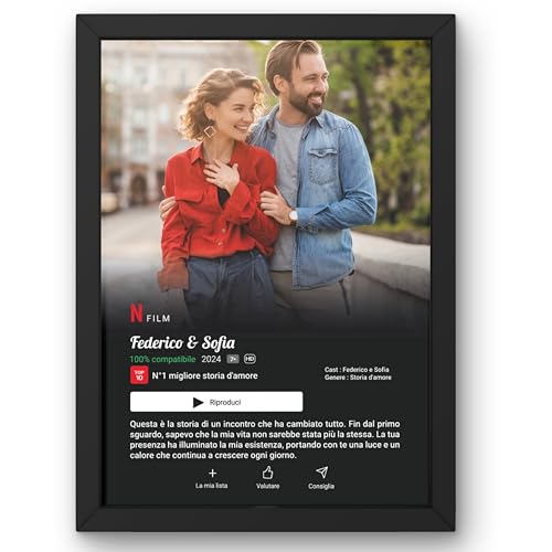 Varie misure e materiali di supporto: disponibile in 4 misure: 80 x 60 cm, 60 x 40 cm, 40 x 30 cm, 30 x 20 cm e 4 materiali di supporto: poster, tela, plexiglass e cornice. Adatto a tutte le occasioni e a qualsiasi budget!