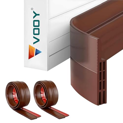 Image of VOOY 39-Inch Brown Silicone Door Bottom Sealing Strip | Self-Adhesive Gap Filler Guard | Blocks Cockroaches, Insects, Dust, Air & Noise | Weatherproof Door Seal Protector (2)