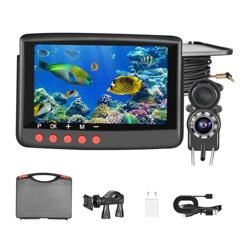 Image of Fish Finder Underwater Fishing Camera 5 Inch Upgraded HD 4K Display Ice Fishing Camera Underwater 8 IR Lights Night Vision Portable Boat Fishing Finder