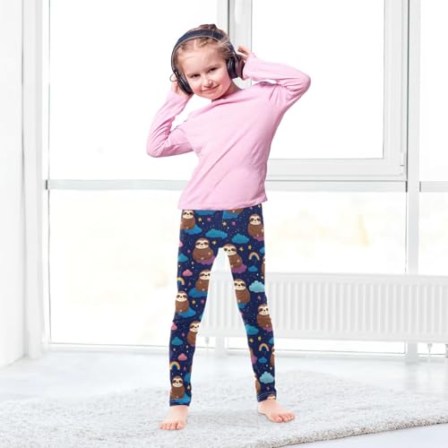 Girls Leggings Rainbow Sloth Cloud Star Kids Length Leggings Pants Athletic Yoga Pants Toddler Tights Trousers 4T4